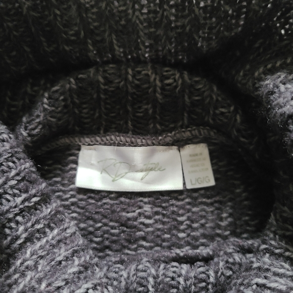 RD Style Women's L Pullover Sweater Grey Knit Cowl Neck High Low Long Sleeves - Picture 9 of 14